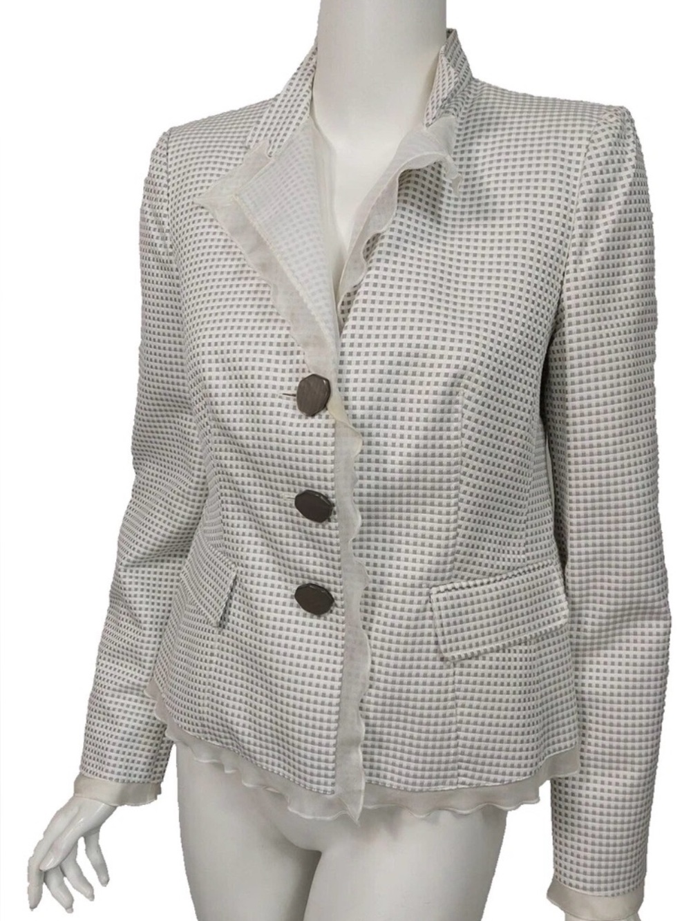 Armani Collezioni Cream Waffle Texture Women's Jacket